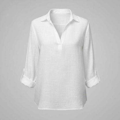 Bequeme Bluse | Damen Baumwoll-Leinen-Mischung