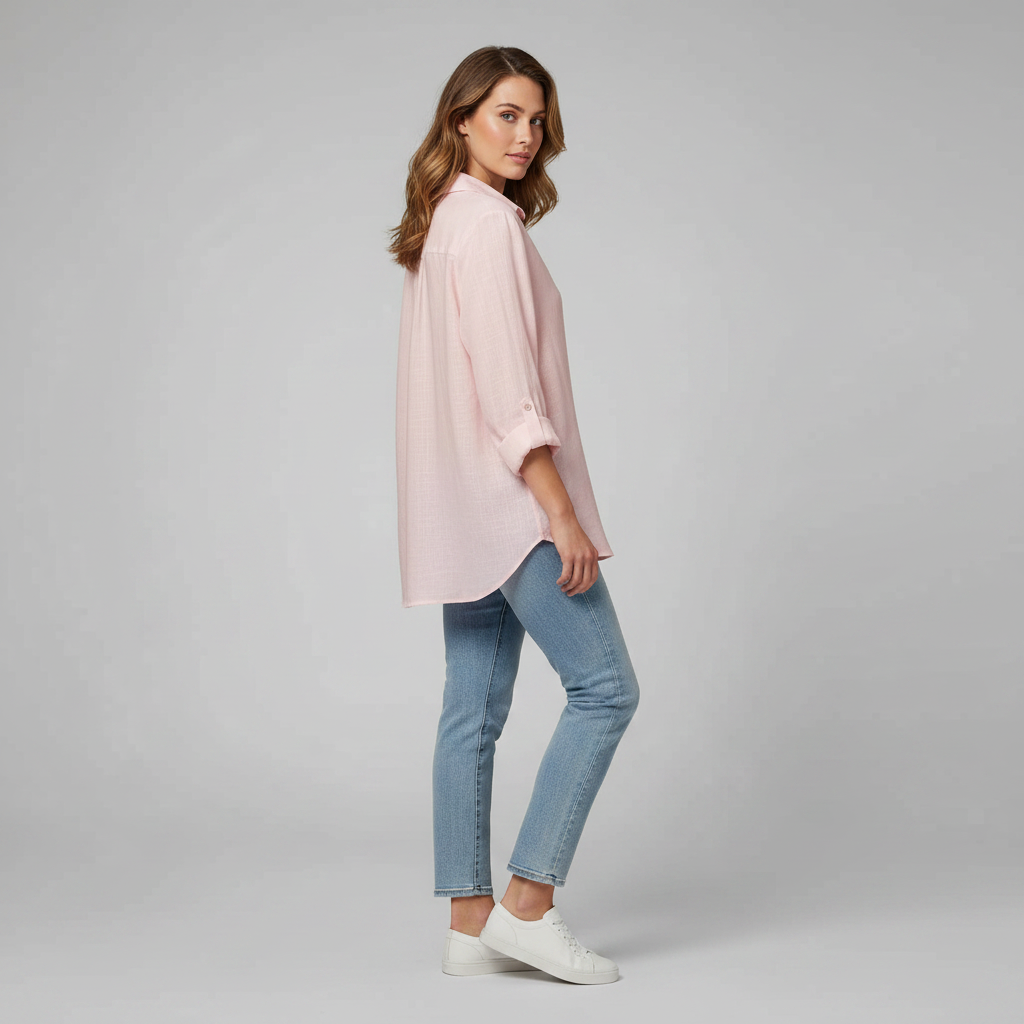 Bequeme Bluse | Damen Baumwoll-Leinen-Mischung