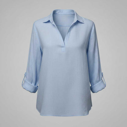 Bequeme Bluse | Damen Baumwoll-Leinen-Mischung