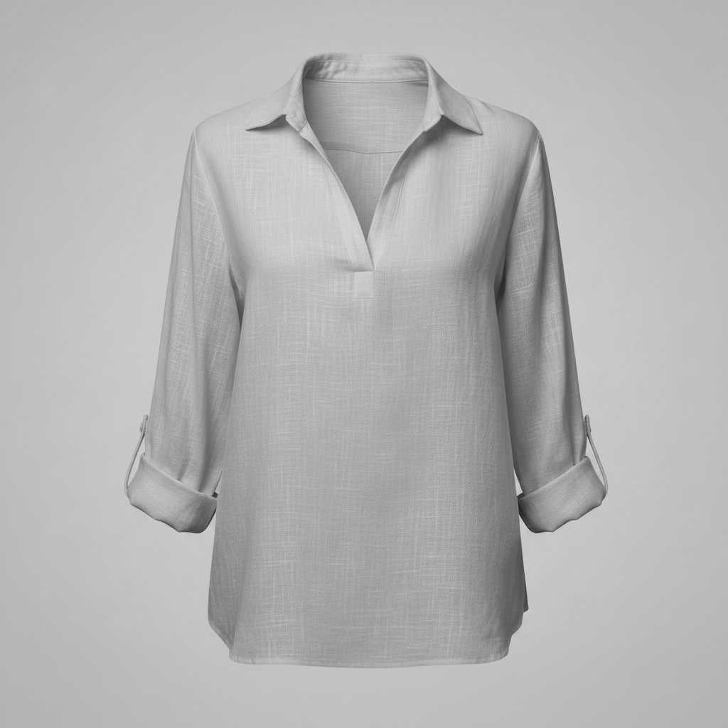Bequeme Bluse | Damen Baumwoll-Leinen-Mischung