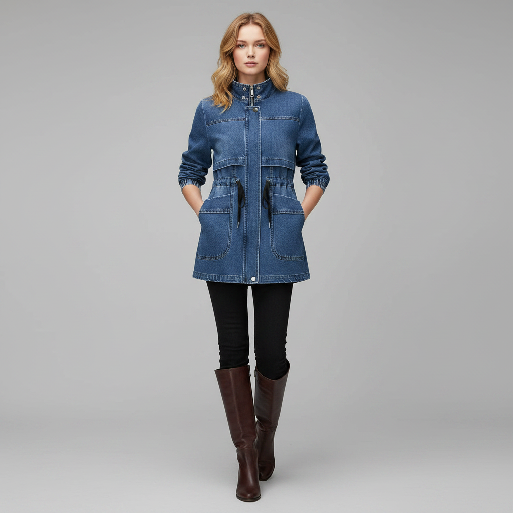 Denim Jacke mit Reißverschluss | Modische Oberbekleidung