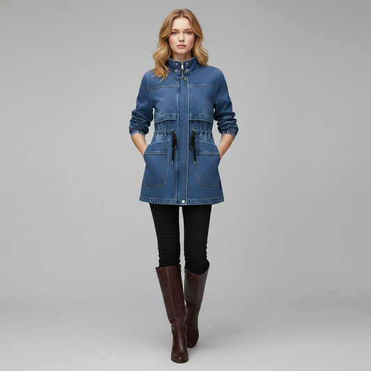 Denim Jacke mit Reißverschluss | Modische Oberbekleidung