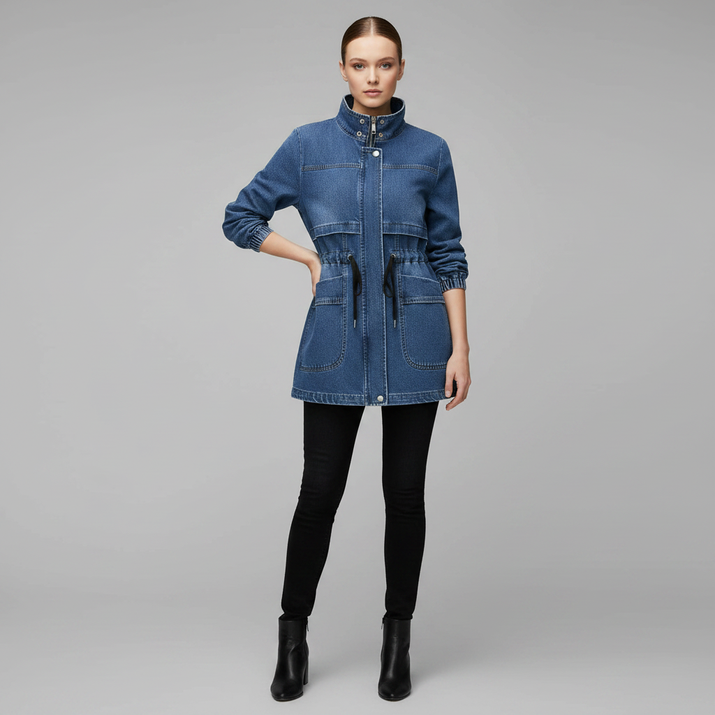 Denim Jacke mit Reißverschluss | Modische Oberbekleidung