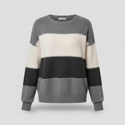 Gestreifter Damenpullover Grün | Bequemer Sweatshirt