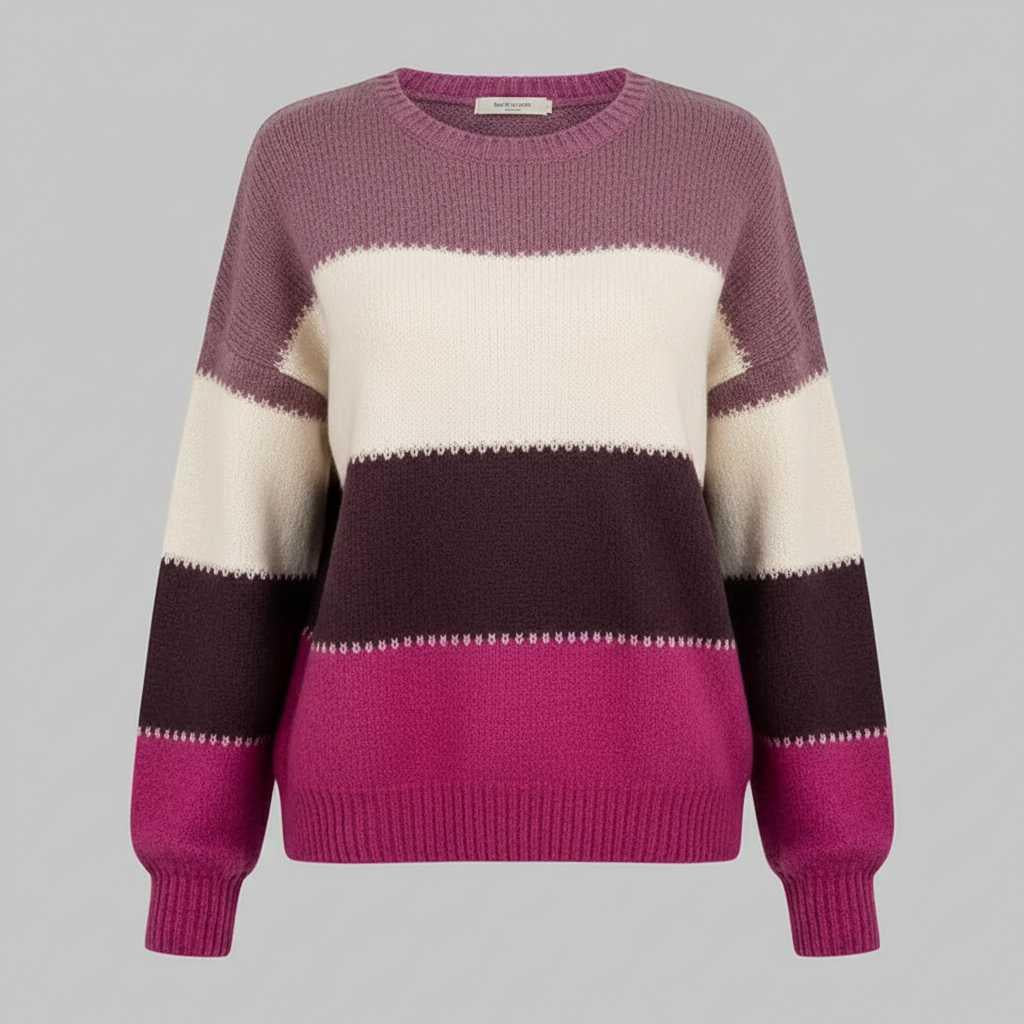 Gestreifter Damenpullover Grün | Bequemer Sweatshirt