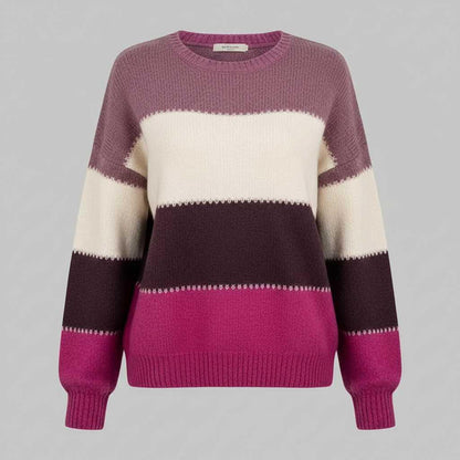 Gestreifter Damenpullover Grün | Bequemer Sweatshirt