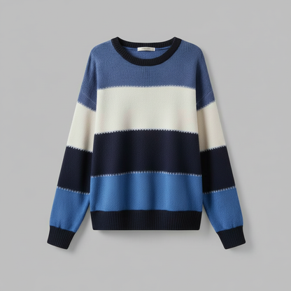 Gestreifter Damenpullover Grün | Bequemer Sweatshirt
