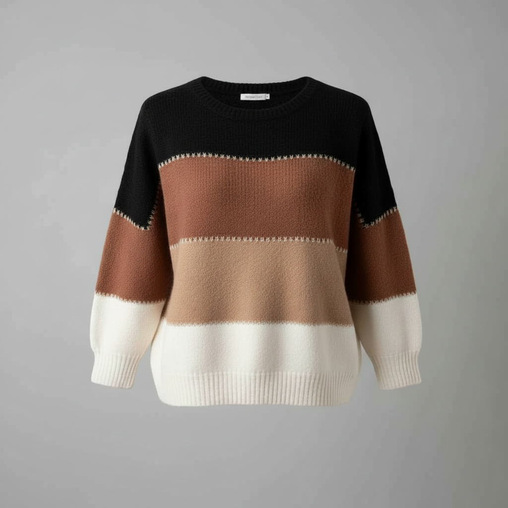 Gestreifter Damenpullover Grün | Bequemer Sweatshirt