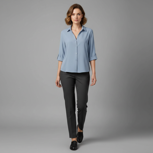 Graue Damenbluse | Lässiger Regular Fit
