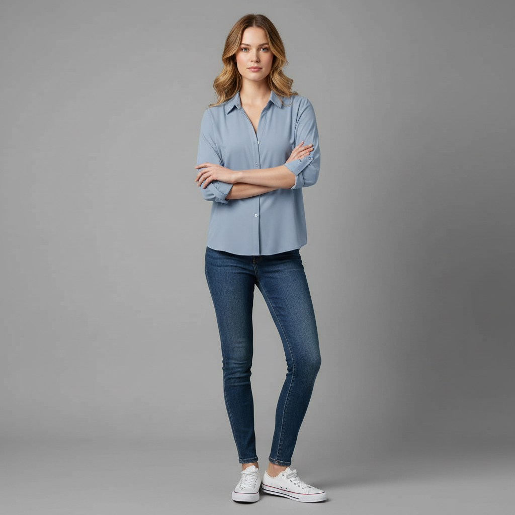 Graue Damenbluse | Lässiger Regular Fit