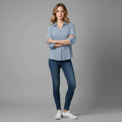 Graue Damenbluse | Lässiger Regular Fit