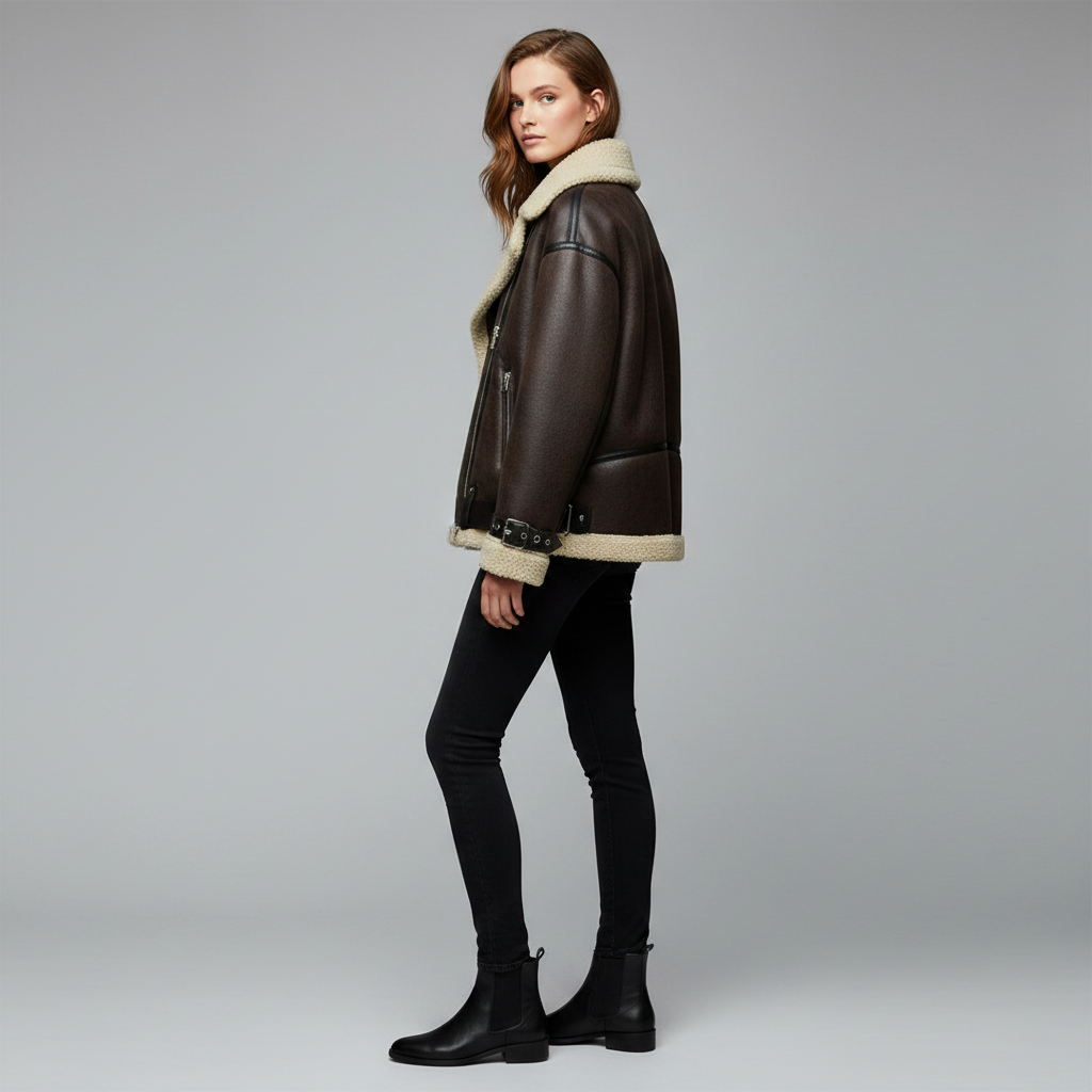 Karina | Elegante Jacke mit Revers aus Kunstmaterial