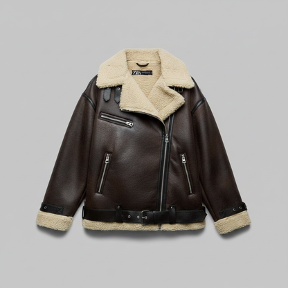 Karina | Elegante Jacke mit Revers aus Kunstmaterial