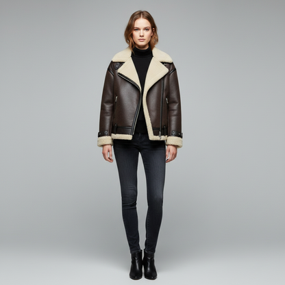 Karina | Elegante Jacke mit Revers aus Kunstmaterial