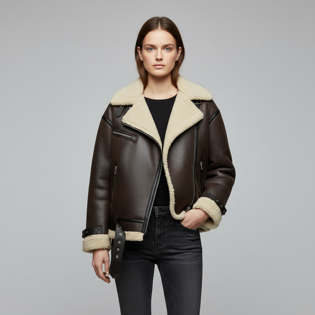 Karina | Elegante Jacke mit Revers aus Kunstmaterial