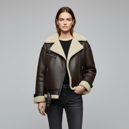 Karina | Elegante Jacke mit Revers aus Kunstmaterial
