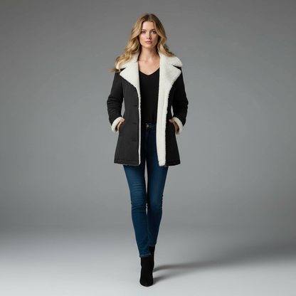 Lange Jeansjacke | Warme Damenjacke für den Winter