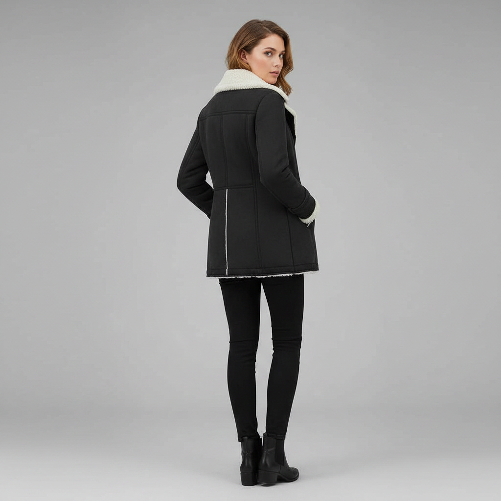 Lange Jeansjacke | Warme Damenjacke für den Winter