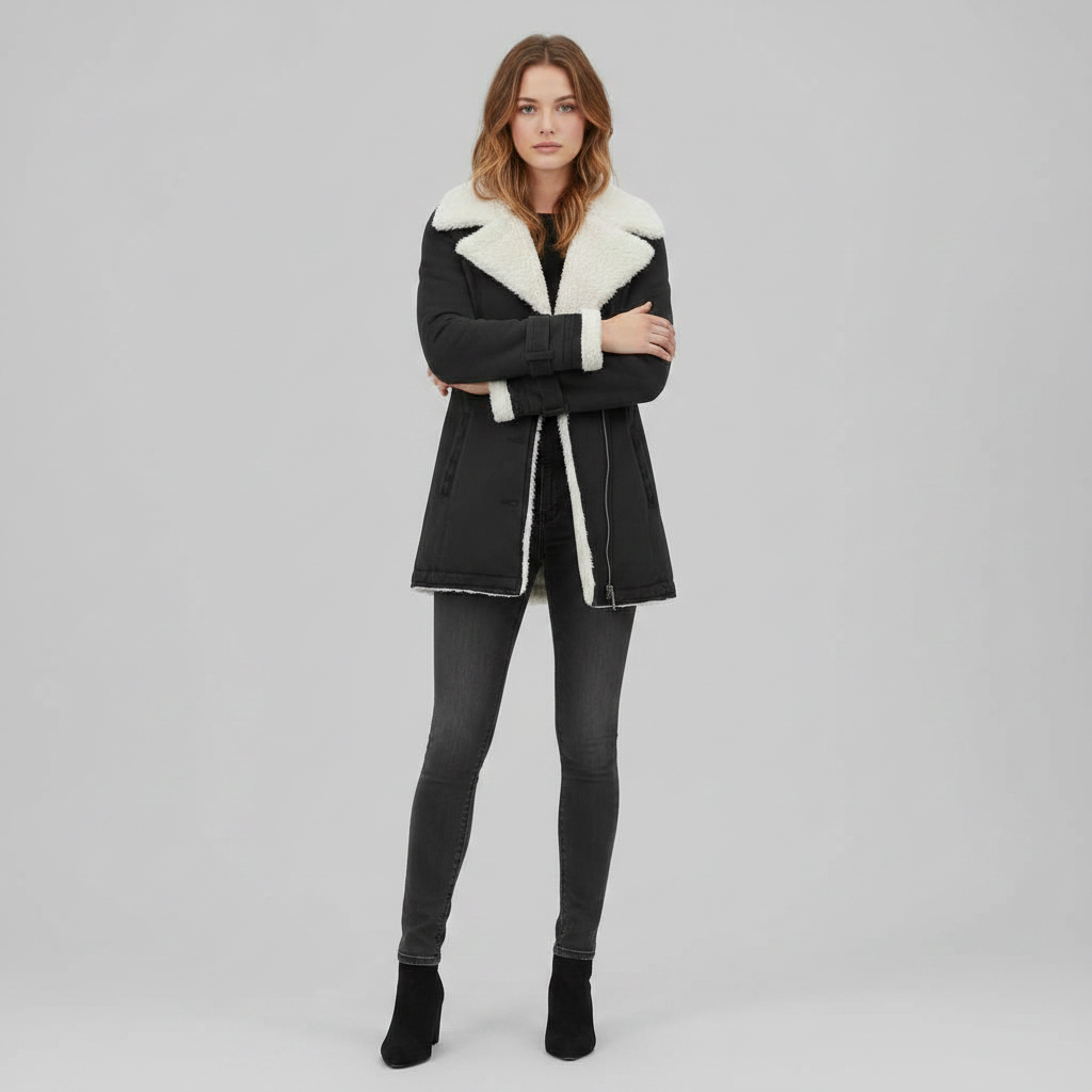 Lange Jeansjacke | Warme Damenjacke für den Winter