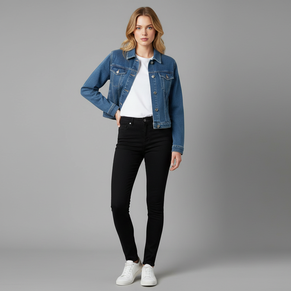 Monochrome Denimjacke | Damenjacke aus robustem Denim