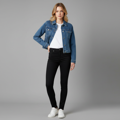 Monochrome Denimjacke | Damenjacke aus robustem Denim