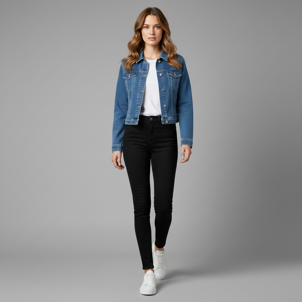 Monochrome Denimjacke | Damenjacke aus robustem Denim