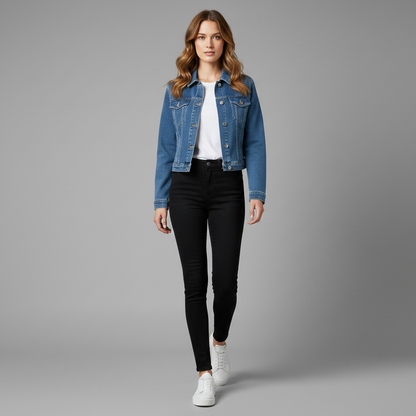 Monochrome Denimjacke | Damenjacke aus robustem Denim