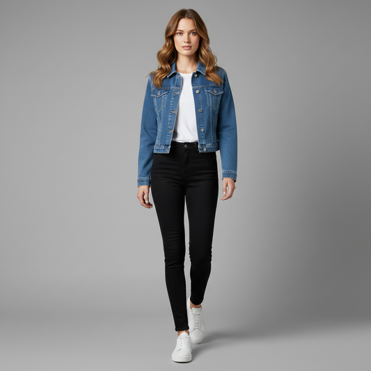Monochrome Denimjacke | Damenjacke aus robustem Denim
