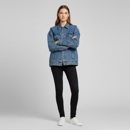 Oversized Jeansjacke Mit Fransen | Damenjacke